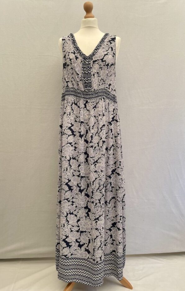 BHS maxi dress with under bust elastic and some beading around the neckline, size 16