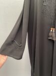 Black beaded abaya jacket full length