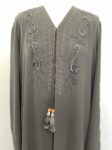 Black beaded abaya jacket full length