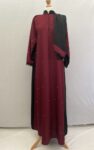 Burgundy & black abaya with matching hijab close