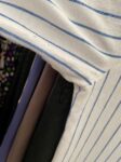 Tavin white and blue pinstripe long shirt full length view