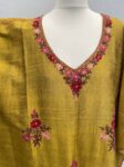 Yellow applique floral kaftan