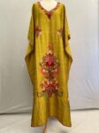 Yellow applique floral kaftan