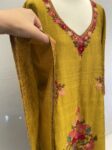 Yellow applique floral kaftan