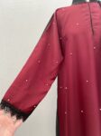 Burgundy & black abaya with matching hijab close