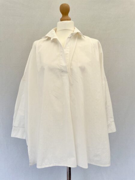 French Connection white cotton over sized loose blouse in size L, around a size 14 pre-loved and modest