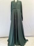 Green crinkle flared abaya