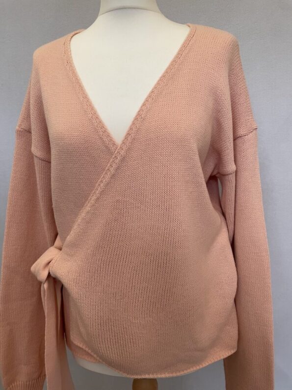 preloved In The Style pink wrap cardigan, size 10-14 with long sleeves and small mark on the back