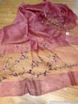 Pink floral embroidered long hijab