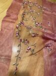 Pink floral embroidered long hijab