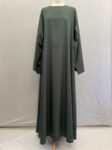 Satin green abaya full length