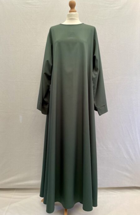 Emerald green shiny wide sleeved flared skirt pull on abaya