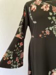 Tavin black floral dress with flared sleeves full view