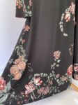 Tavin black floral dress with flared sleeves full view