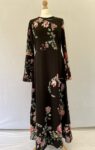 Tavin black floral dress with flared sleeves full view