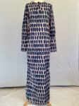 Abstract print blue pink abaya