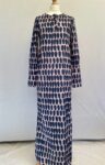 Abstract print navy and pink long shirt dress