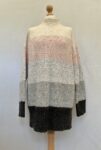 F&F chunky knit jumper in cream, pink, grey and black with high neck, size 14