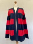 Gap open front pink and navy blue cotton horizontal stripe cardigan ins size M