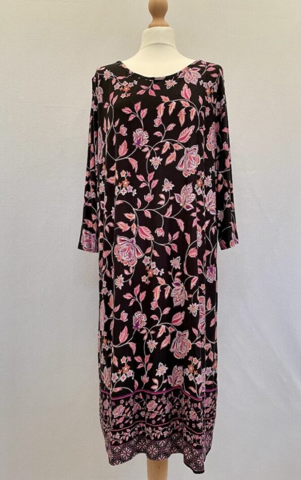 George black pink floral over black stretch, size 20