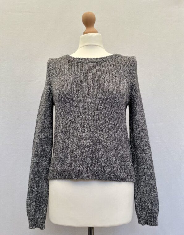 H&M metalic silver and black jumper with long sleeves, size 8