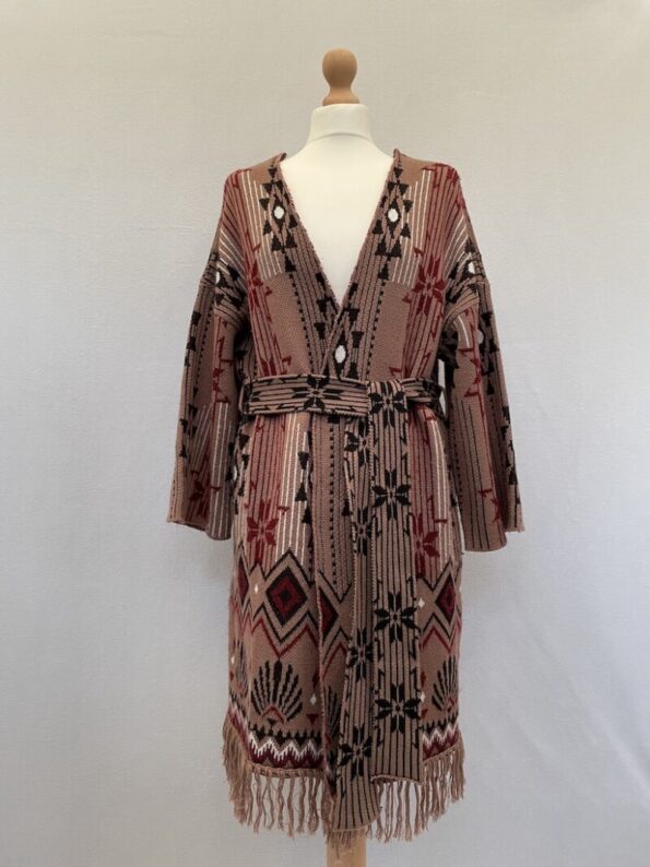 Monsoon Peruvian style knit cardigan with open front and a matching belt, size s/m