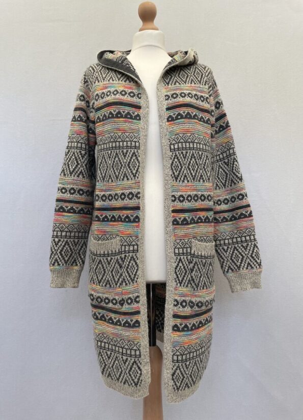 Monteau Los Angeles hooded chunky knit open front cardigan, size L