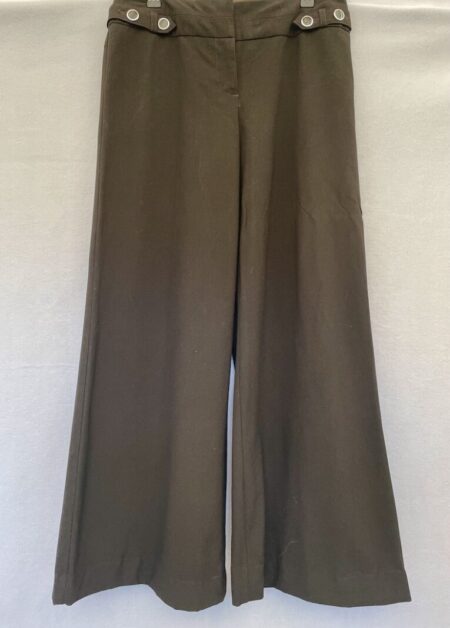 Next black office/work wide leg trousers with zip & hook closure, size 10