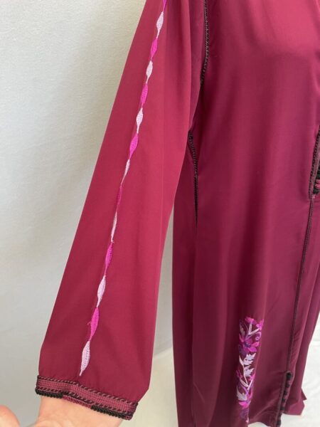 Long pink embroidered abaya dress