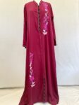 Pink ebroidered moroccan abaya full view 2