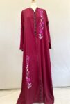 Pink ebroidered moroccan abaya full view 2