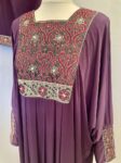 Purple embroidered abaya dress with matching hijab full