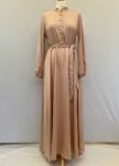 Shein pale pink satin abaya dress full view