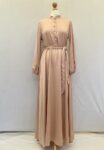 Shein pale pink satin abaya dress full view