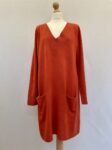 Tu burnt orange long jumper with V-ncek and two pockets, size 16